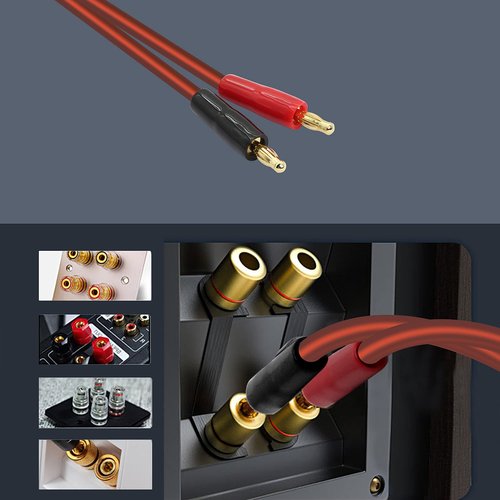 XMSJSIY 6.35mm 1/4 TRS to Banana Plug Speaker Cable, 6.35mm 3 pole Speaker cable with 4mm Banana Plug 2pcs OFC HiFi Speaker Wire for DJ Application Guitars Mixer Headphone Jack- (2m)