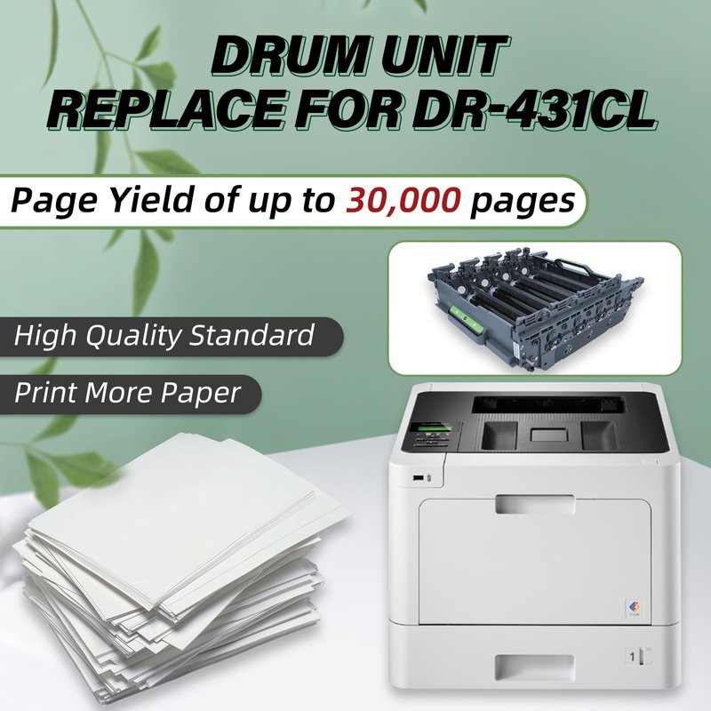 Drum Unit Replacement for DR431CL, Compatible with Brother Printer HL-L8260CDW HL-L8360CDW HL-L8360CDWT HL-L8360CDWMT MFC-L8610CDW MFC-L8900CDW, 30000 Page Yield, Replace# DR-431CL (3 Years Warranty)