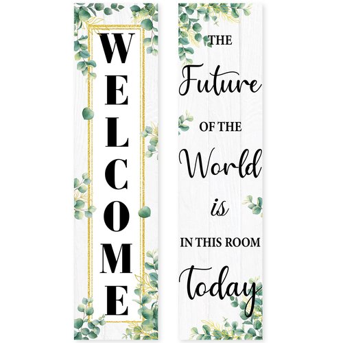 Eucalyptus Classroom Welcome Poster Decorations, Welcome Sign for Teachers, Positive Back to School Classroom Banner for Elementary Middle School Bulletin Board Posters Decor