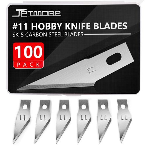 Jetmore 100 Pack Exacto Knife Blades, Hobby & Craft Knife Replacement Blades with Storage Box for Scrapbooking, Caving & Stencil