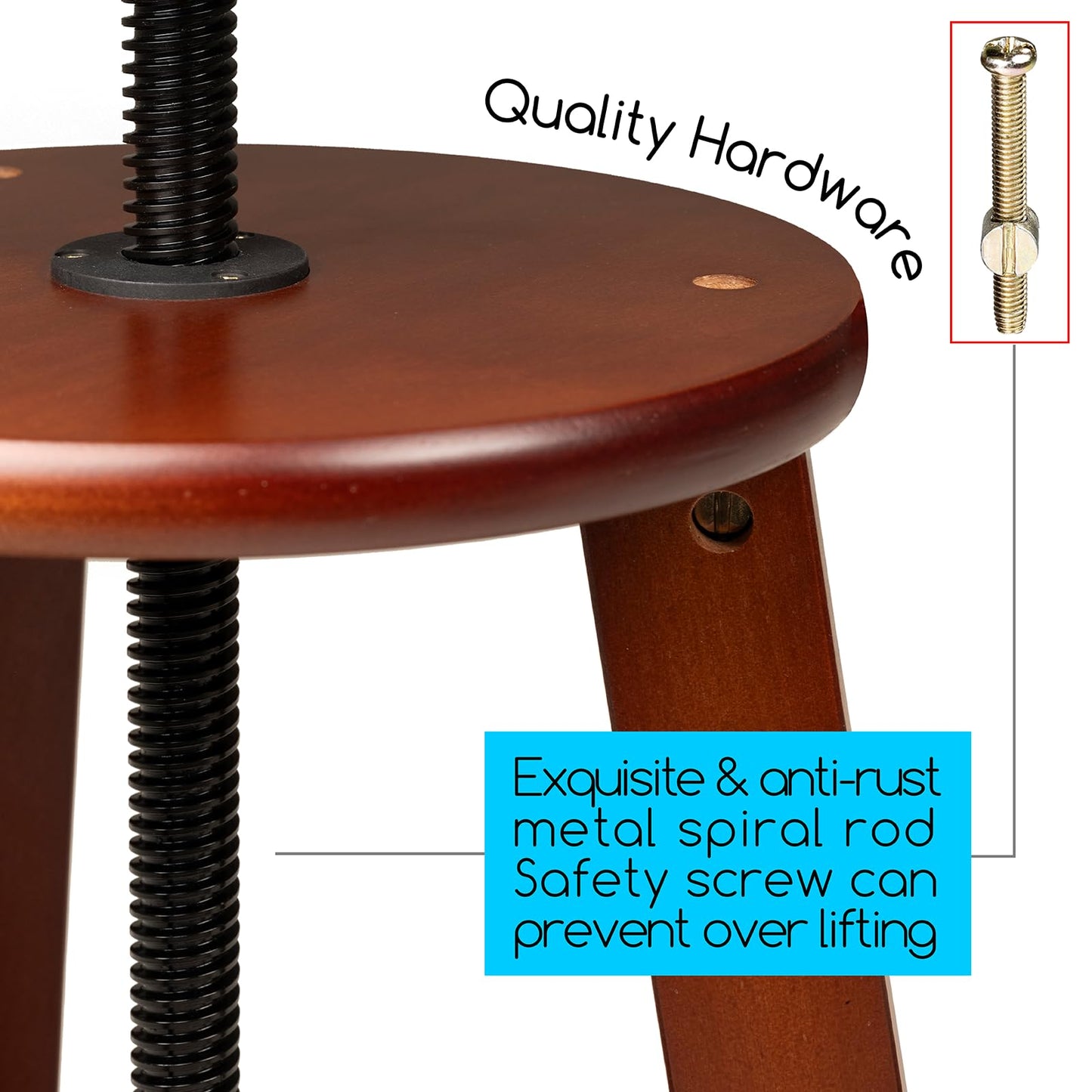 MEEDEN Wooden Drafting Stool with Adjustable Height, Artist Stool,Office Studio Stool, Up to 220 Lbs,German Beech Wood, Perfect for Artists Studio,Home Use,Kitchen,Bars