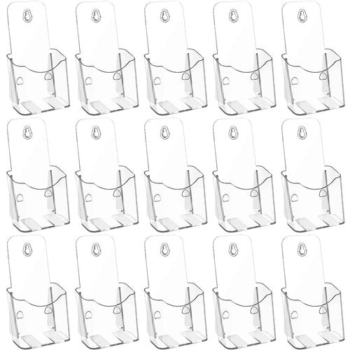 Dyrfolm 14 Pieces Acrylic Brochure Holder,4 x 7.9 Inch Plastic Flyer Display Stand,Pamphlet Holder Wall Mount Clear Countertop Organizer,Clear Literature Holder,Flyer Holder for Office,Home,Store