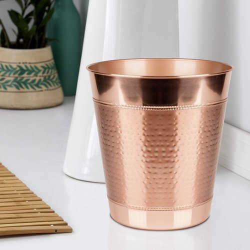 nu steel Hudson Copper Decorative Stainless Steel Small Trash Can Wastebasket, Garbage Container Bin for Bathrooms, Powder Rooms, Kitchens, Home Offices - Copper (HSC8H)