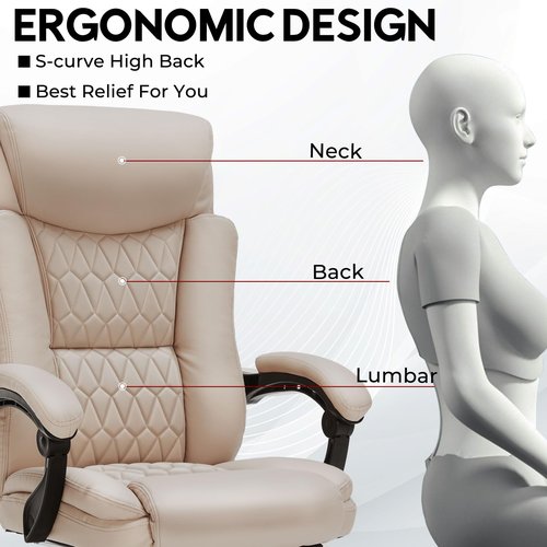 400lbs Reclining Executive Office Chair with Foot Rest,Big and Tall Ergonomic Office Chair with,Home Office Desk Chairs for Heavy People (Khaki)