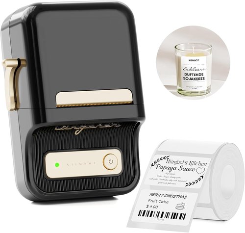NIIMBOT B21 Label Maker - Portable Inkless Thermal Printer for Home/Office | Includes 50x30mm White Labels