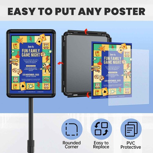 Sign Stand Holder 8.5x11 inch - Adjustable Sign Holder Stand for Display with Heavy Duty Base, Floor Standing Sign Holder for Business, Retail, Events, Offices, Trade Show, Exhibition(Black) (8.5×11 inch - 2 Pack)