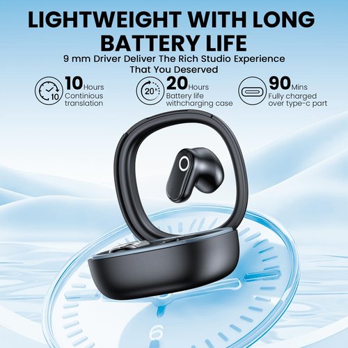 Hastraith AI Translation Earbuds Real Time, 139 Language Translator Earbuds TWS 3-in-1 Translation Headphones, Translation Device for Travel Business Learning Compatible with iOS and Android, Black
