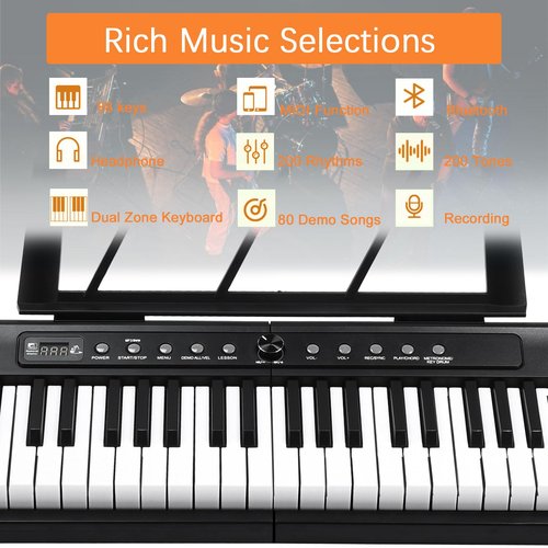 88 Key Digital Piano, Semi Weighted Electronic Keyboard Piano with Music Stand, Power Supply, Sustain Pedal, Bluetooth, MIDI, for Beginner Professional at Home, Stage