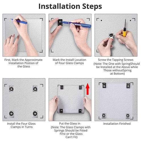Glass Whiteboard 36x24 Magnetic Dry Erase White Board, Modern Tempered Glass Board for Wall, 3x2' Frameless Wall Hanging Mount Glassboard for Home Office School
