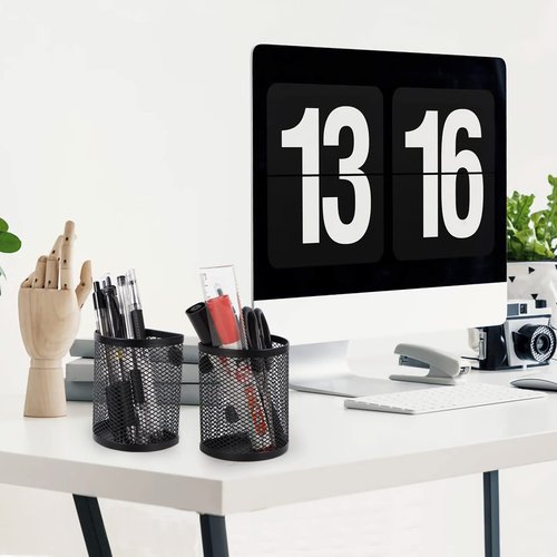 WERADNISH Magnetic Pen Basket Wire Mesh Magnetic Pen Holder for Locker Organizer, for fridge, 6 Packs Magnetic Marker Holder for whiteboard, Classroom and Office Supplies,Black