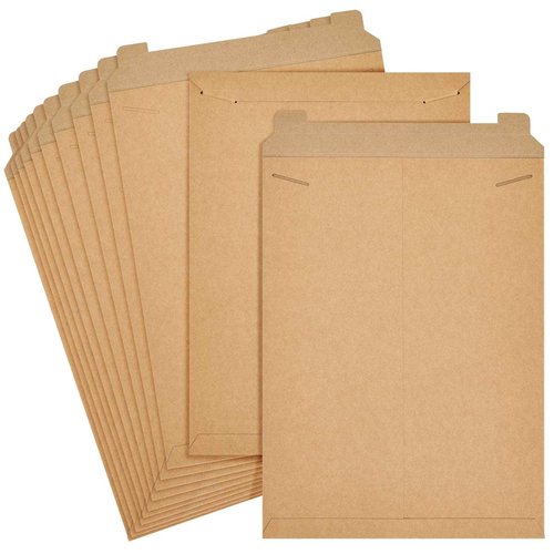 Juvale Flat Cardboard Art Mailers - 13 x 18 In, Brown, Pack of 25, 450 GSM - Poster Flat Mailers for Photos, Documents & CDs