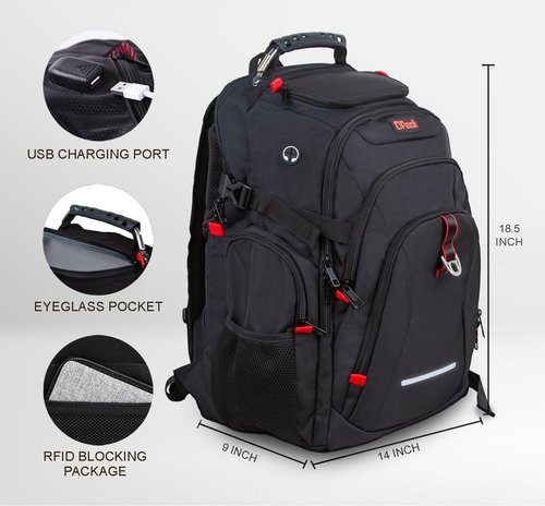 OPACK Extra Large Backpack,TSA Friendly Durable Travel Backpack with USB Charging Port/Headphones Hole, Anti theft&Secure, Water-Resistant Big Business College bag Fits 17" Laptop