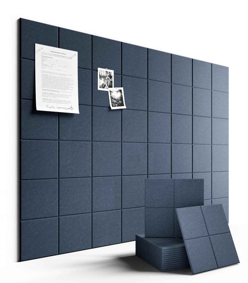 Fluxynara Large Felt Bulletin Board 48" x 36" Cork Board Alternative-12 Pack with 70 Safe Removable Adhesive Tabs, Cork Boards for Walls Cork Board for Home Office Classroom Pin Board-Denim Blue