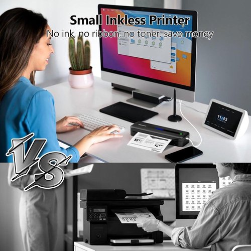 Phomemo Portable Printers Wireless for Travel, Bluetooth Thermal Printer, Inkless Mobile Printer Support 8.5'' x 11'' & A4 Thermal Paper, Compatible with iPhone Android Laptop for Office Car Home