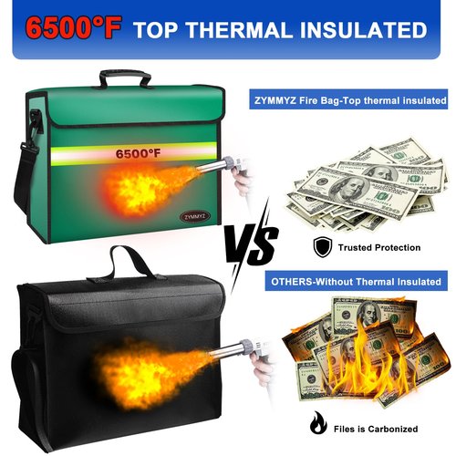 6500°F Large Fireproof Document Organizer with Lock,10 Layers Heat Insulated＆Waterproof Zipper,Removable Folder Layers/Wallet,Portable Home Travel Safe Storage for Important Documents,Files and More