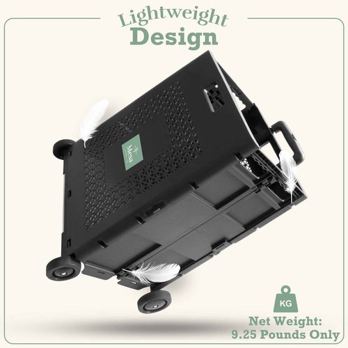 Inspired Living Collapsible Ultra-Slim Pack-N-Roll 4 Wheel Utility Cart, Upto 55 Lbs,Telescopic Handle,durable for Home, Garden, Shopping, Office, School, Laundry, Folds down to 3" Medium, Tall, Black