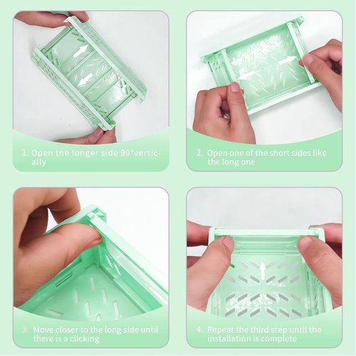 3 Pack Large Plastic Storage Basket for Shelf Organizing, Collapsible Crate Folding Storage Bin for Desk Organizier Stackable Containers for Home Kitchen Classroom Office Bathroom Storage(10x6.5x2.7")