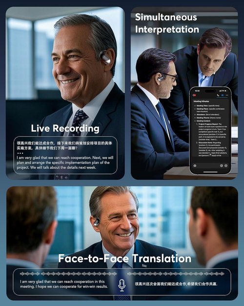 Paekole Translation Earbuds Real Time - AI 144 Language Translator Earbuds, Audifonos Traductores Inglés Español, 3-in-1 Translating Device, Translate Ear Buds for Travel Learning with Charging Case