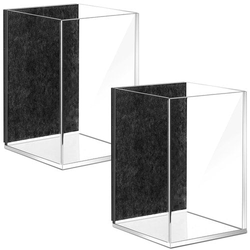 Remerry 2 Pack Back to School Magnetic Pencil Holder, Non-slip Acrylic Magnetic Dry Erase Marker Holder, Clear Makeup Brush Cups, Pen Marker Organizer for Whiteboard Refrigerator Office Classroom