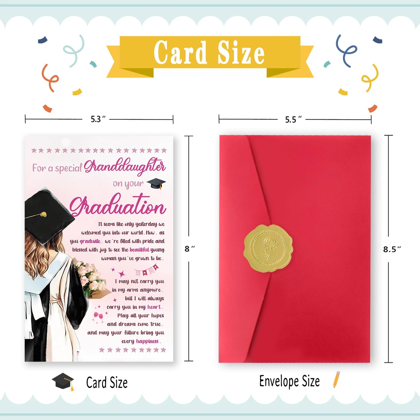 ATTLVV Graduation Gifts for Granddaughter,Granddaughter Graduation Card,8x5.3 Inches,Quick-Dry,Eco-Friendly