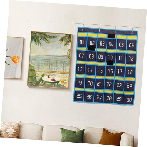 Anneome Classroom Pocket Chart Organizer with Phone and Calculator Holder for Teachers Wall Hanging Storage Bag with Hooks for Efficient Study and Organization