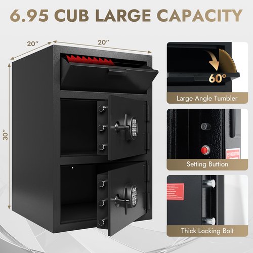 Drop Safe for Business - Heavy Duty 6.95 Cu Ft Depository Safe Box with Drop Slot Money Safes Digital Combination Anti-Fishing Deposit Safes for Home Office Hotel Cash Slips Expense