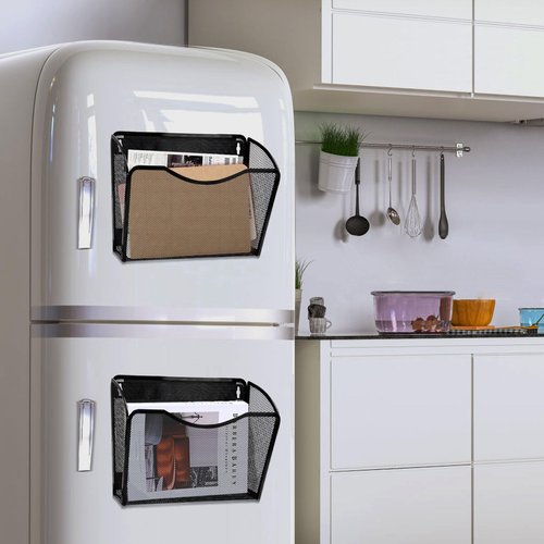 2-Pack Magnetic File Holder-File Folder Organizer, No Drilling Paper Document Holder, Large Capacity Office Hanging Magazine Rack for Refrigerator, File Cabinets, Whiteboard, Office