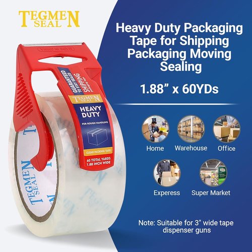 Heavy Duty Clear Packing Tape - 1.88 Inches Wide, 60 Yards Per Roll | Ideal for Shipping & Moving