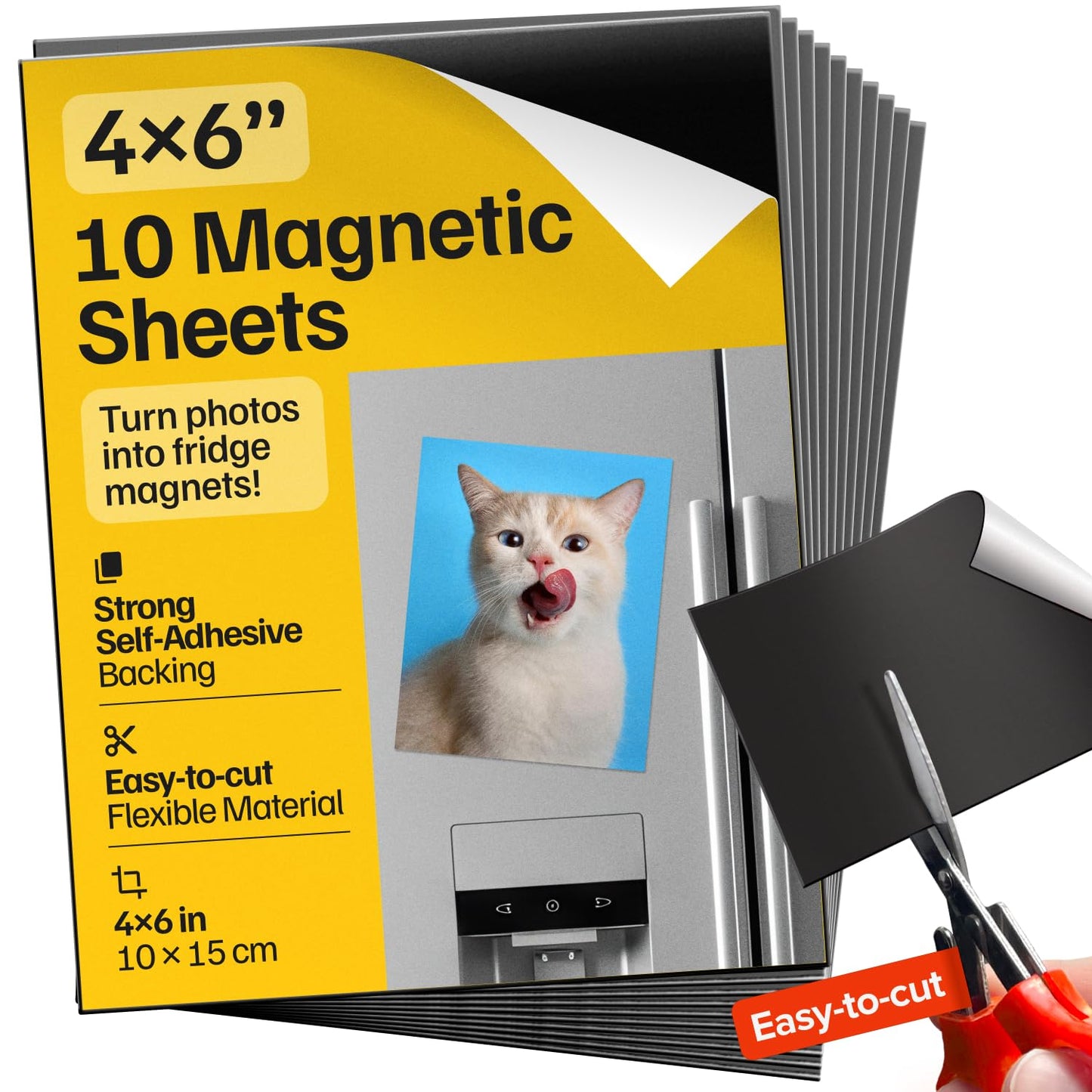 Strong Self-Stick Magnetic Sheets by [Brand Name] - Customizable Adhesive Paper for Photos & Crafts | 10 Pcs (4x6”/10x15cm)