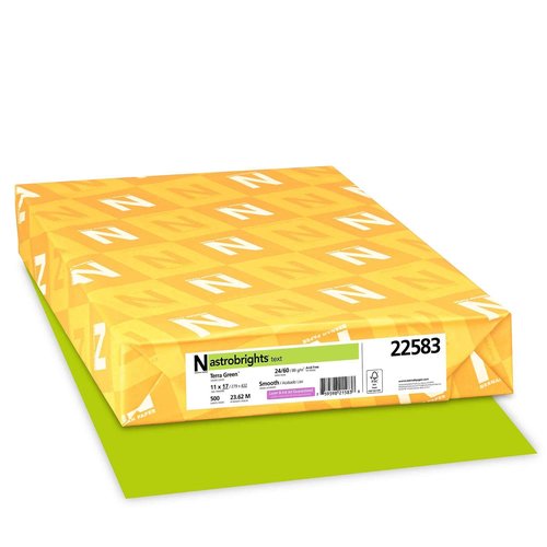 Astrobrights Color Paper, 24 lb Bond Weight, 11 x 17, Terra Green, 500/Ream
