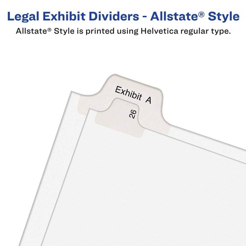 Avery 1-25 Legal Exhibit Dividers for 3 Ring Binders, 25-Tab Sets, Allstate Style, 20 Binder Divider Sets (01701)