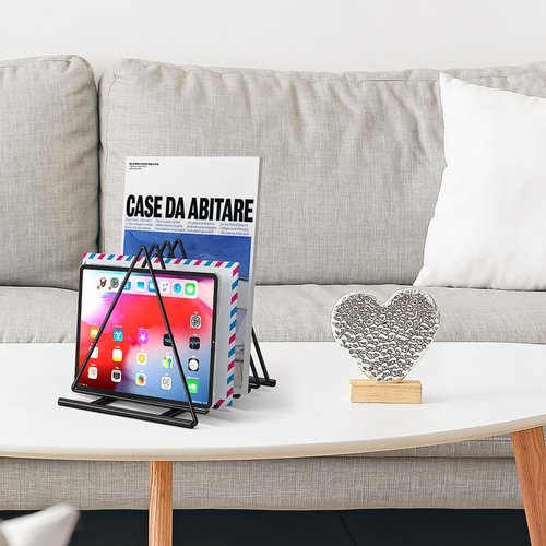 Fun storage 2 Pack Triangle Desk File Organizer, 7 Slots Metal File Sorter Magazine Holder Document Rack,Desktop Bookshelf Organizer for Office Home School,Black