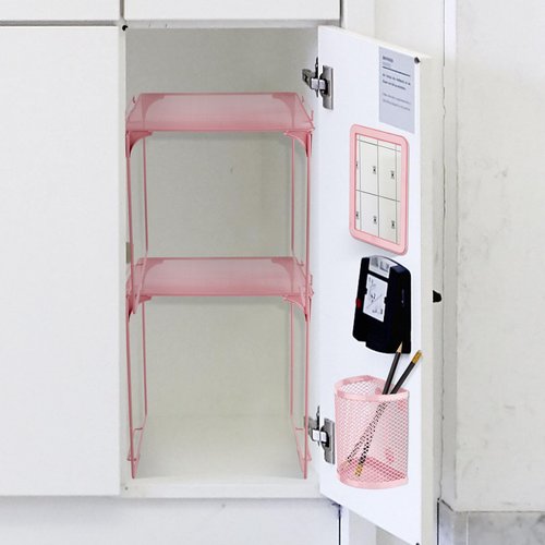 Ctosree 13 Pcs Locker Organizer and Accessories Kit Stackable Mesh Locker Shelf, Pen Holder, Magnetic Mirror, Whiteboard, Cloth, Marker, Magnet for Classroom Back to School Essentials(Pink)