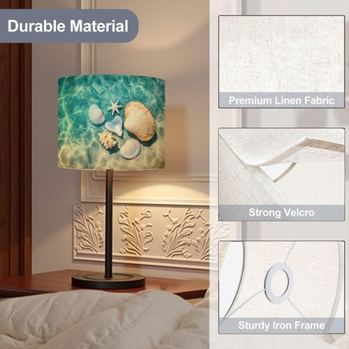 Drum Lamp Shade seashell summer beach sea water Summer Summer time Lampshade for Floor Lamps Table Lamps Pendant Light 11"x8.9" Large Lamp Shades Replacement Linen Lampshades