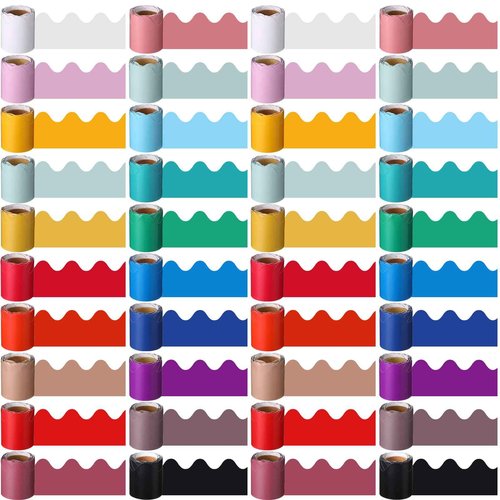 Ctosree 40 Rolls 656 Feet Scalloped Bulletin Board Borders in 20 Colors Colorful Classroom Borders for Bulletin Board Decoration Bulletin Board Trim Boarders for Classroom Bulletin Board