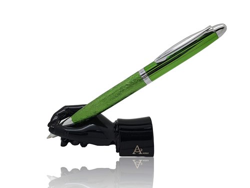 ACELY Executive Hand Shape Single Pen Holder Metal Art Craft for Desktop Organizer Pen Stand Decoration (Olive Black), PH-100
