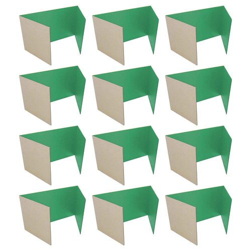 Flipside Products 12 Pack Green Study Carrel, 12”x48” Privacy Boards, Student Privacy and Focus Booth for The Classroom, Desk Divider Cubby for Tests, Made in USA