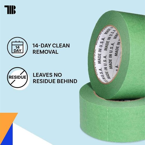 High Tack Green Painters Tape, 2 inch x 60 Yards, Case of 24 Rolls, Made in America, Clean Removal Green Masking Tape, Strong & UV Resistant