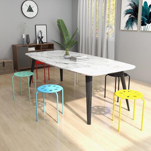 POWERSTONE Stackable Stools - Set of 6 Colorful 17.5in Portable Bar Stools with Iron Legs | Flexible Classroom Seating