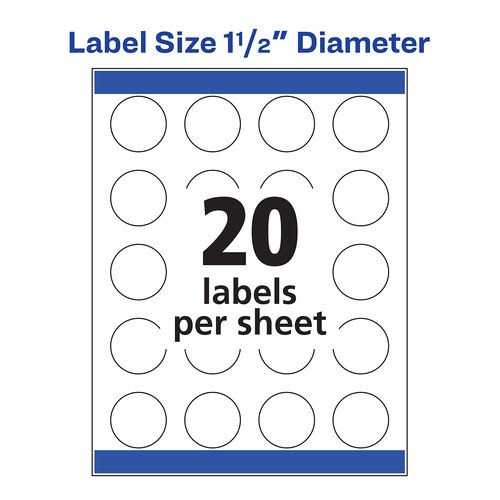 Avery Matte White Round Labels, Sure Feed Technology, Permanent Adhesive, 1-1/2", 400 Labels (8293)