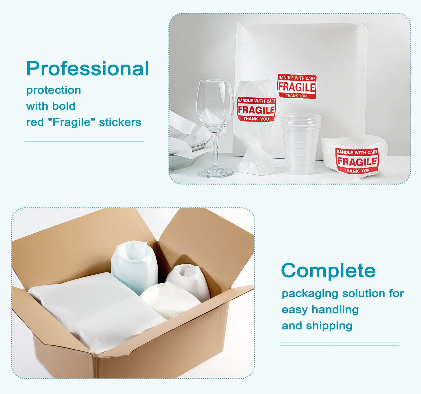 515Pcs Dish Packing Supplies for Moving, 275 Cushion Foam Pouches & Sheets 4 Sizes (7.8"x7.8", 12"x7.8", 12"x12", 16"x12") with 240 Fragile Stickers Plate Packing Sleeves for Moving, Shipping, Storage