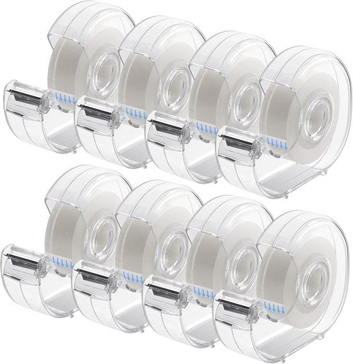 ALSISK Transparent Tape - Clear Dispenser with Refills for Home, School & Office | 0.7" x 1000" | 8 Pack