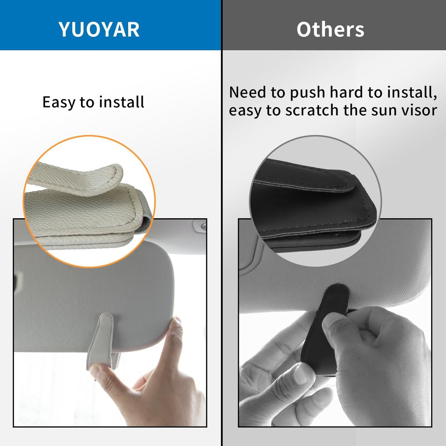 Yuoyar Magnetic Sunglass Holder - 2-Pack Universal Clip for Car Visor | Convenient Grey Eyewear Organizer