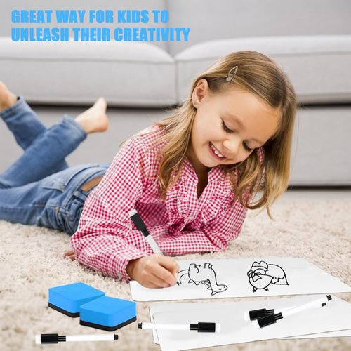 20 Pcs 9"x12" Double Sided Dry Erase Boards, Small Whiteboards with Lines for Students Classroom Teachers School Supplies Office with 24Pens 24 Erasers 24 Pen Clips