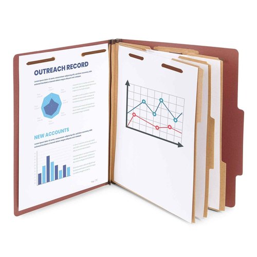 Blue Summit Supplies 10 Red Classification Folders, 3 Dividers, Letter Size with 2 Inch Tyvek Expansions, 8 Section Brick Red Classification Folder, 10 Pack