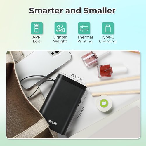 Nelko Label Maker - P21 Bluetooth Wireless Mini Printer with Multiple Templates | Black