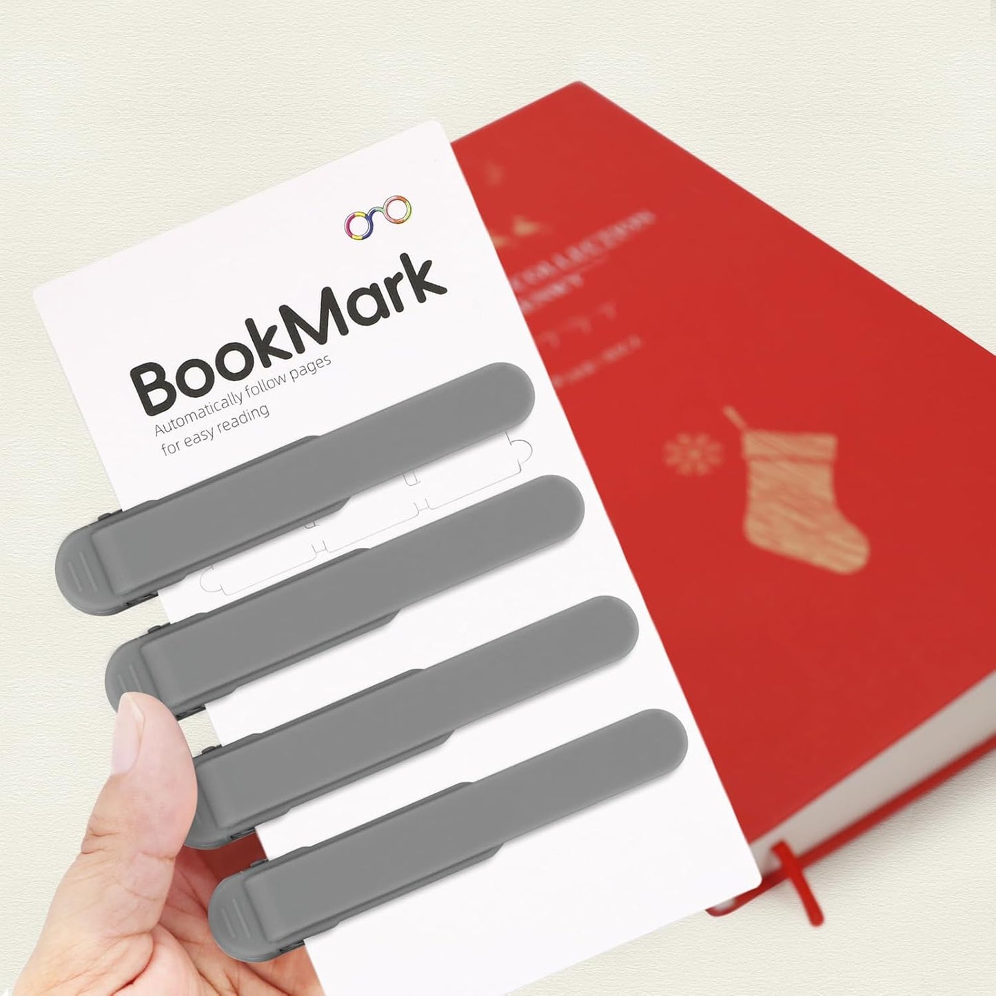 SMUK Funny Bookmarks - 4pcs Silicone Automatic Book Page Holders for Book Lovers | Creative Reading Accessories