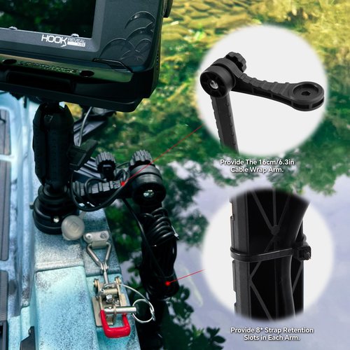 HITORHIKE Universal Fish Finder Mount for Kayak-with Transducer Arm Options,Ball Base,Dual Plates, Fits 9" Electronics,Compatible with Garmin/Lowrance/Humminbird(Basic Mount Pro Set with Arms)