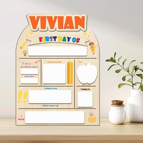Personalized First and Last Day of School Board, Custom Name First Day of School Sign, Last Day of School Sign, Back to School, Signs for Kindergarten & Pre-K (Style 1)