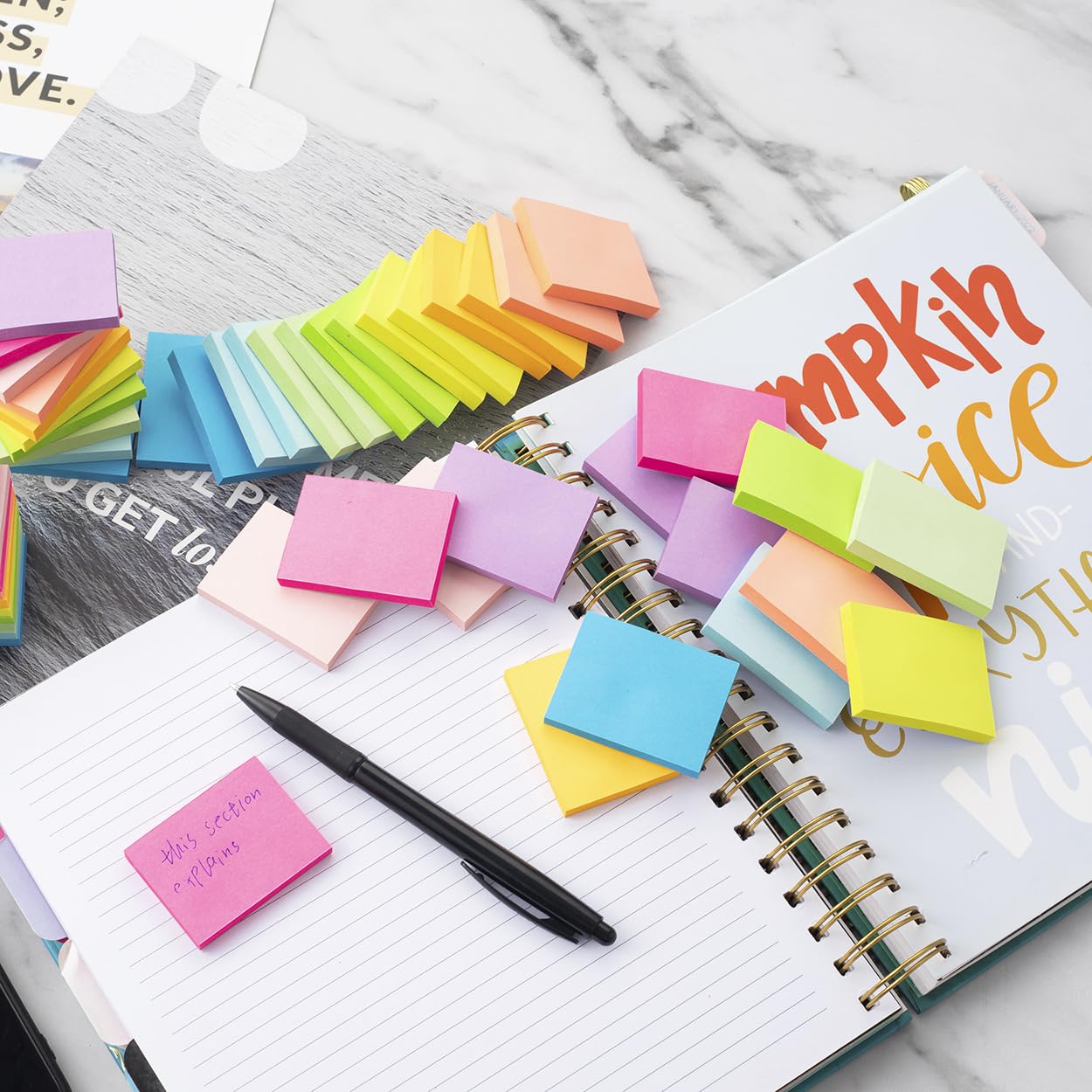 (50 Pads) Sticky Notes 1.5x2, 10 Colors Self Sticky Notes, Sticky Pads, Recyclable, Self-Stick Pads, Easy to Stick for Home, Office, Notebook